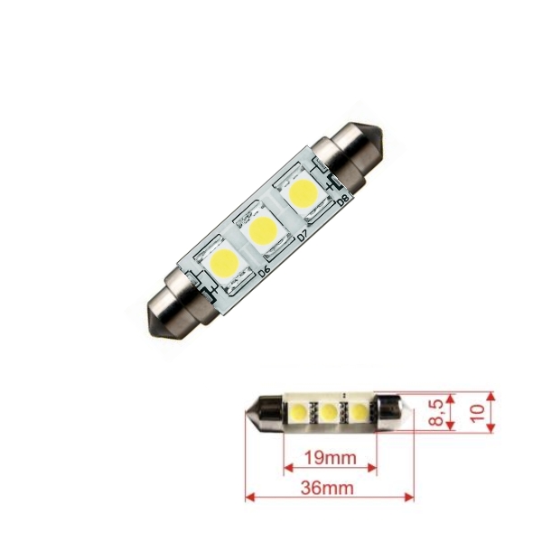 S36C3W - Soffitte C5W, 36mm 12V Weiss für Innenraum